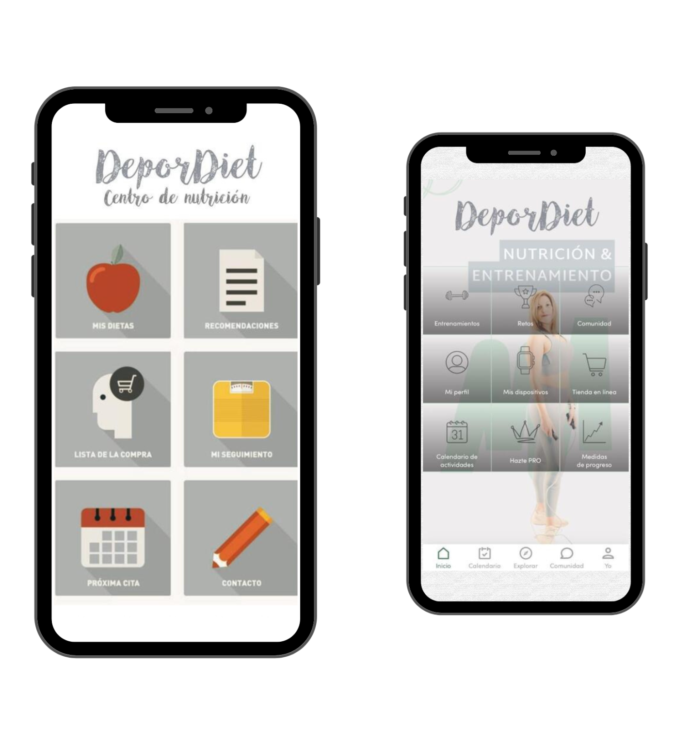 Plataforma digital de Depordiet con menús personalizados, recetas saludables y rutinas de ejercicios